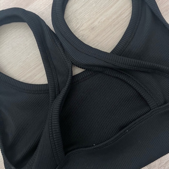 Zara Raceback Black Ribbed Cropped Top Size Large - Picture 11 of 12